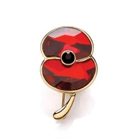 134 inch gold tone red crystal poppy brooch uk badge pins remembrance gifts