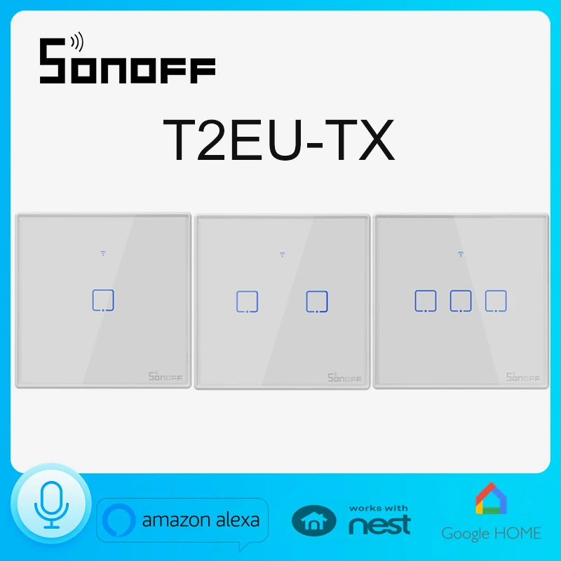 Сенсорный настенный светильник SONOFF T2 серия ЕС TX Wi Fi с краями 433 RF/Voice/APP Control