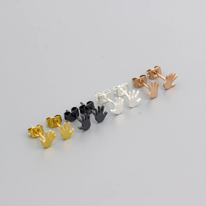 Vintage Trend Style Gold Colour Hand Stud Earrings For Women Men Chic Palm Earring Boho Jewelry Hamsa Fatima Statement Bijoux | Украшения и