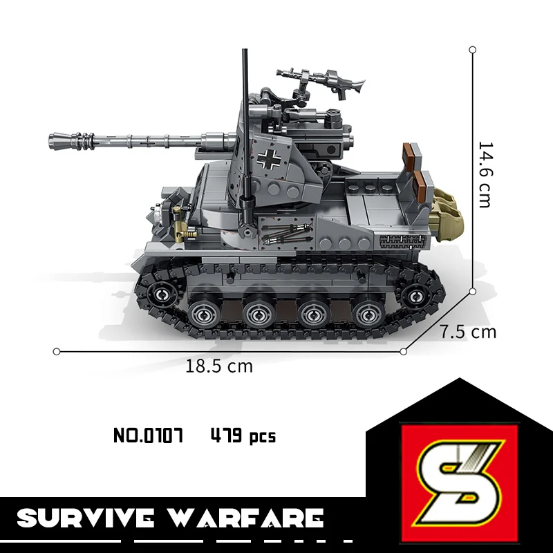 Военный кирпич SY танк строительные блоки Вторая мировая война немецкий Мардер
