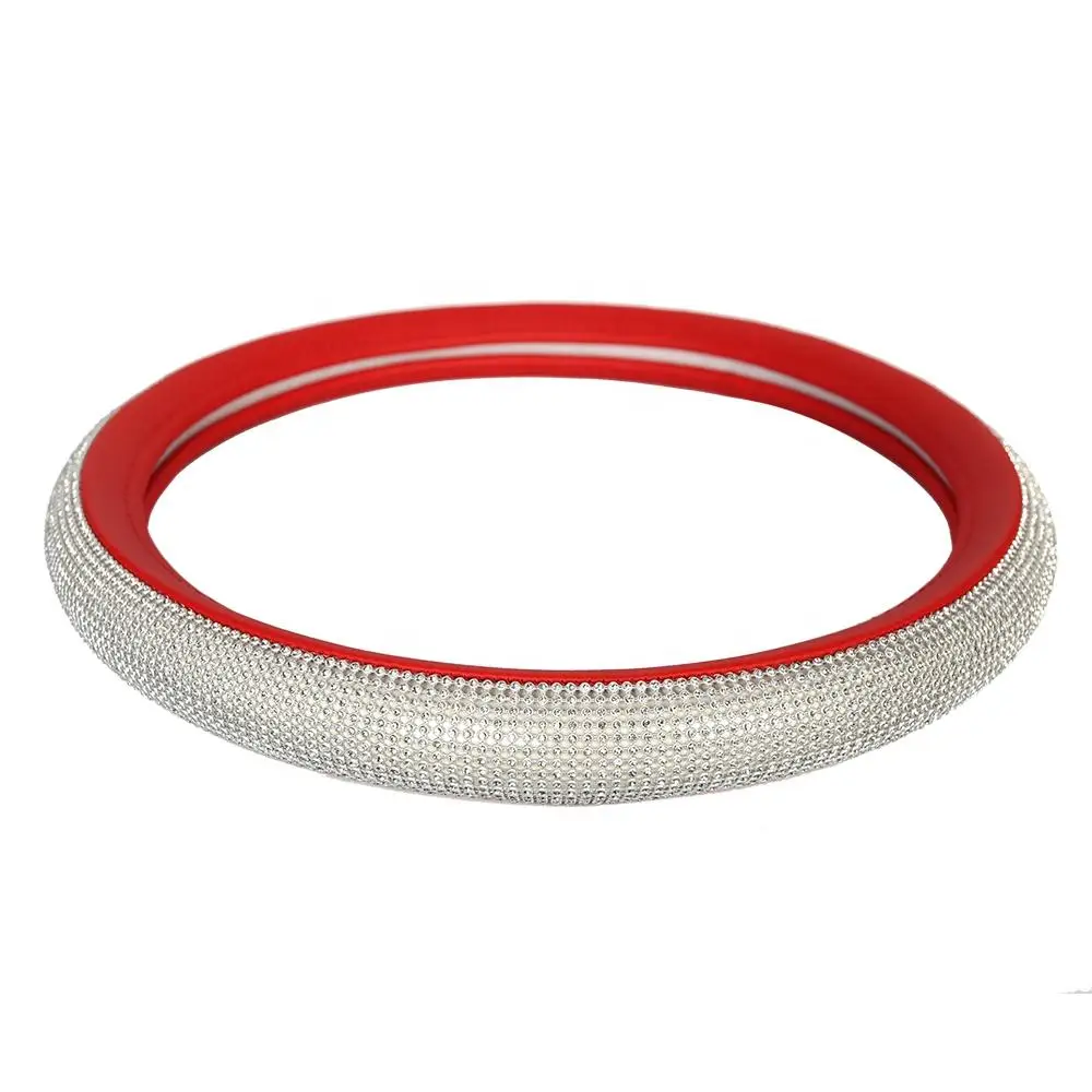 

Auto car decorates Fashion Shine Jewelry PU leather Design Car Accessories Universal Car Steering Wheel Covers