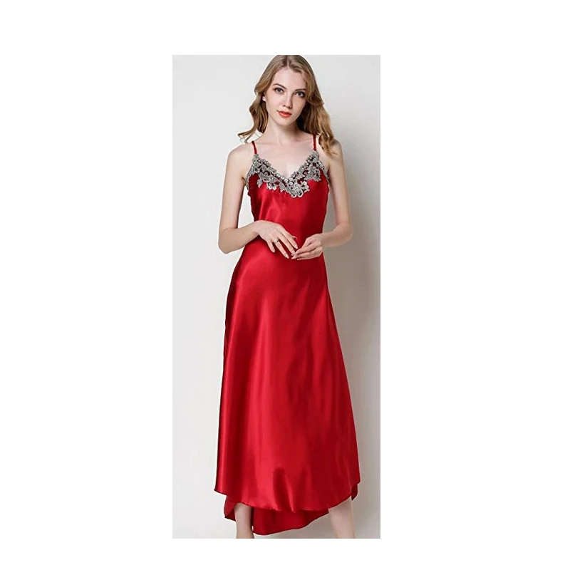 

Women's Long Dress Ladies V-Neck Sleeping Wear Sleeveless Sleepdress Spaghetti Strap Homewear Sleep Skirt