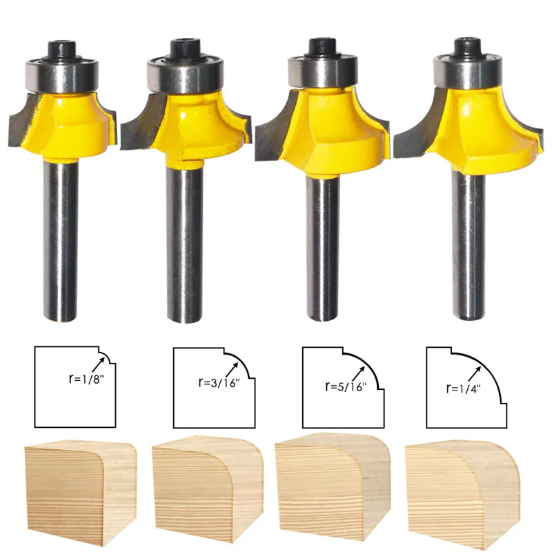 

2 Pcs 6mm Shank Corner Round Over Router Bit with Bearing Milling Cutter Engraving Trimmer Router Bit Trim Woodworking Milling