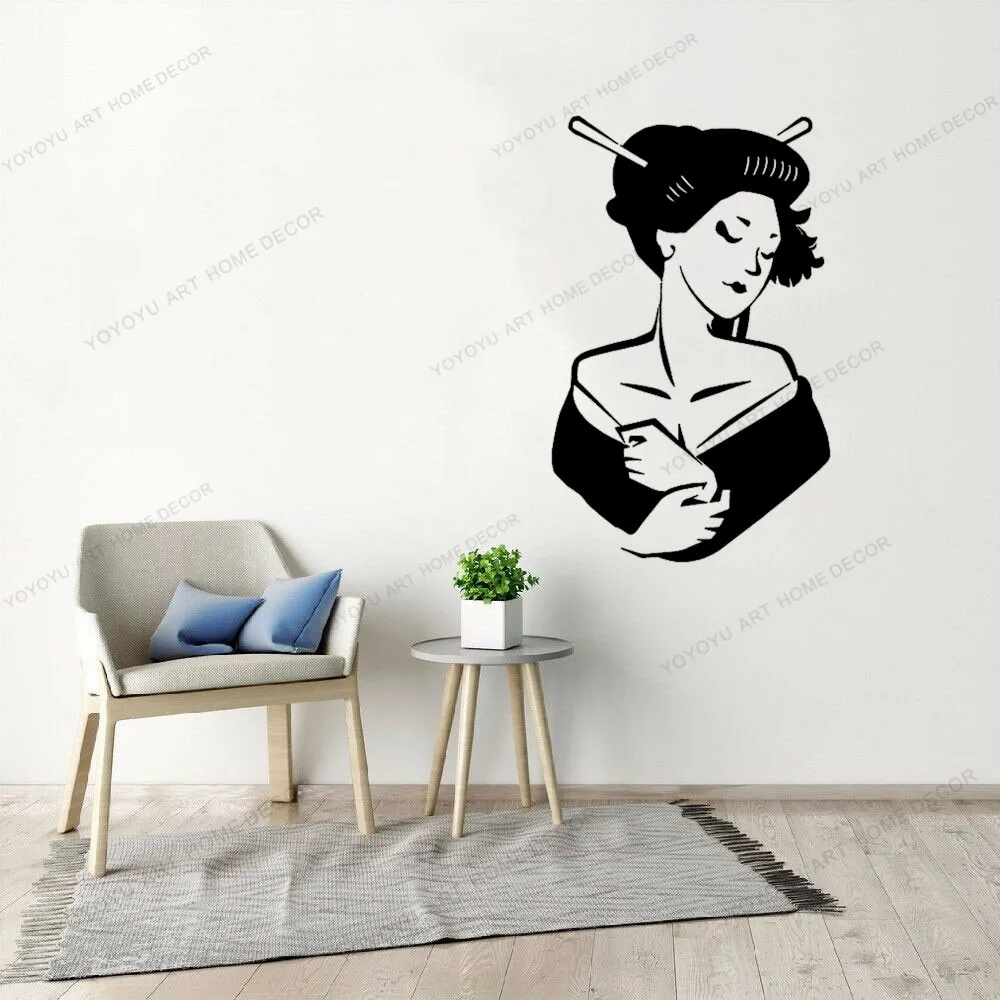 

Asian Girl Japanese Woman Geisha Modern Home Decoration Living Room Vinyl Wall Decal Stickers Removable Interior Mural CX867