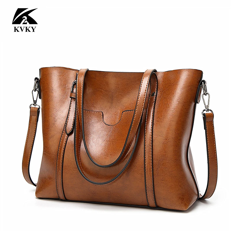 

2023 Women bag Oil wax Women's Leather Handbags Luxury Lady Hand Bags With Purse Pocket Women messenger bag Big Tote Sac Bols