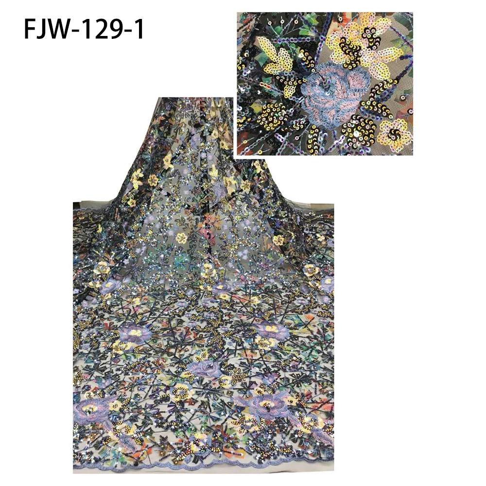 

Latest African Sequin Tulle Mesh Laces 2020 High Quality French Tulle Lace Fabric Fashion for Wedding Dress FJW-129