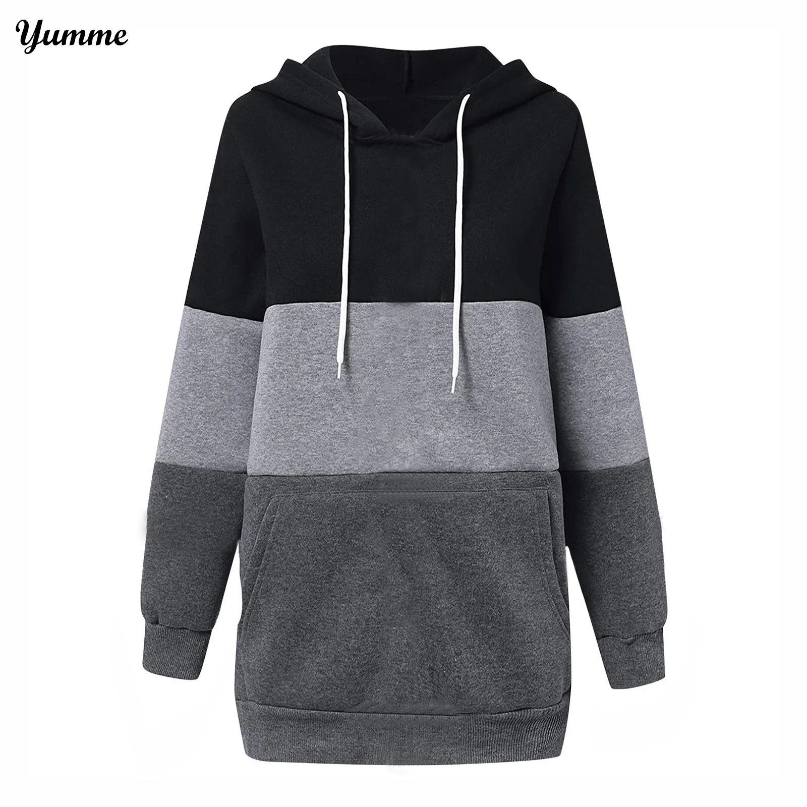 

Женские толстовки большого размера в стиле пэчворк, винтажный Свободный Длинный свитшот с капюшоном, Женский Повседневный пуловер в стиле ...