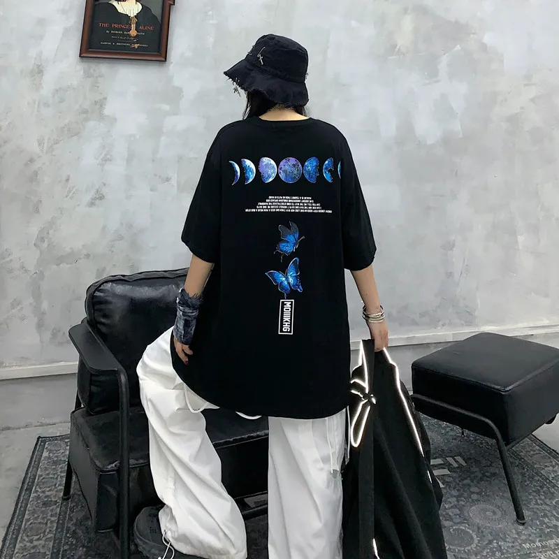 Женская футболка с принтом бабочки свободная Винтажная коротким рукавом и