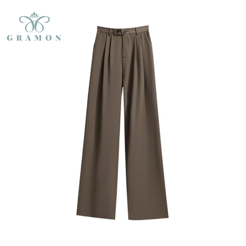 

Plus Size Women's Wide-Leg Pants High Waist Draping 2021 Spring And Summer New Korean Straight-Leg Mopping Female Blazer Pants