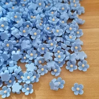 100pcs 9mm blue resin flowers decoration crafts flatback cabochon for scrapbooking kawaii cute diy accessories
