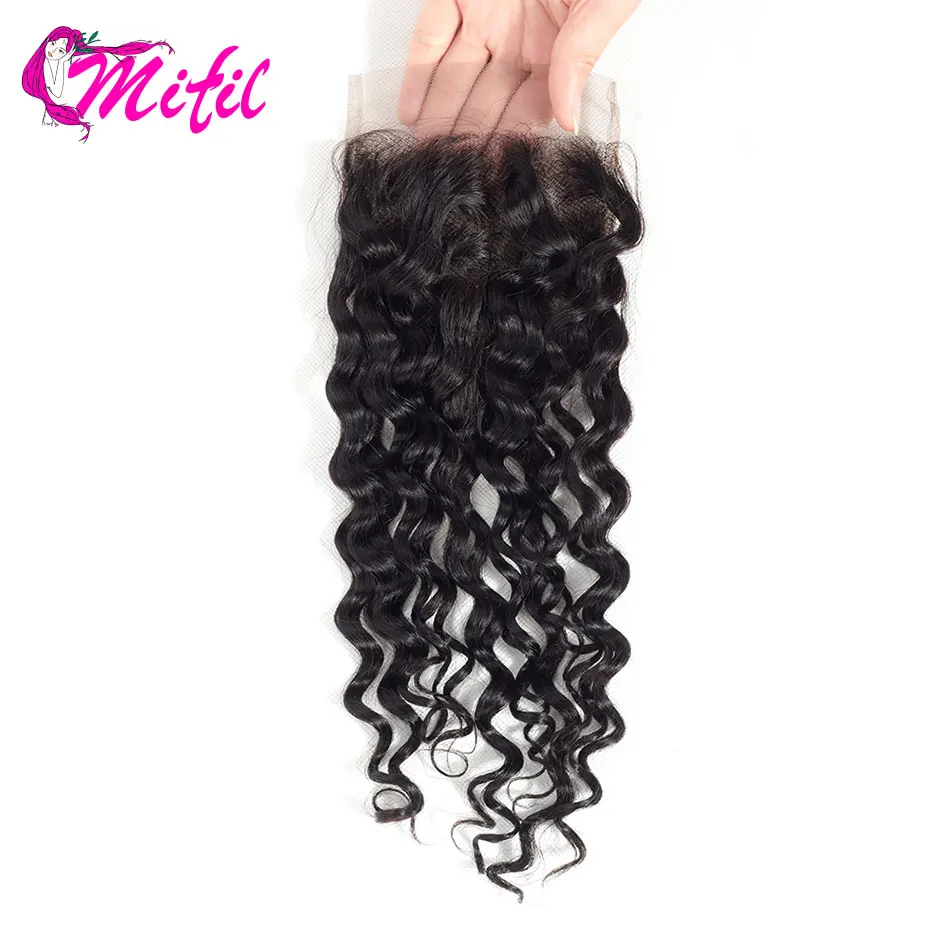

Water Wave 4x4 HD Transparent Lace Closure Only Pre Plucked Brazilian Hair Remy Black Women Lace Closure Human Hair 14-22 Inch