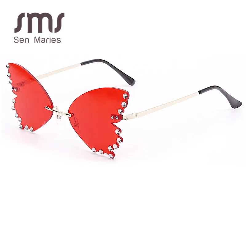 Солнцезащитные очки унисекс без оправы с бриллиантами UV400 2020 | Аксессуары для