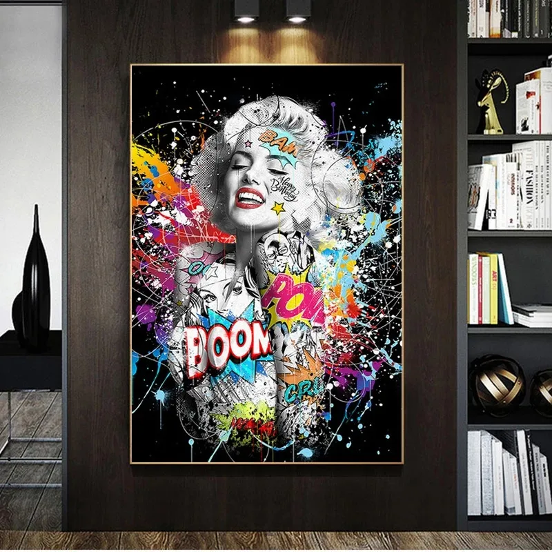 

Graffiti Art Marilyn Sexy Portrait Canvas Painting Pop Art Poster Modern Art Prints Wall Pictures Street Art for Home Decoration
