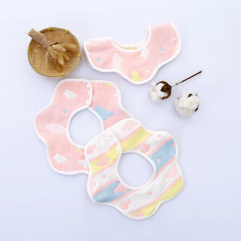 

Baby Cotton Bibs Infant Burp Cloths Rotating 360 Degree Flower Bibs Baby Feeding Apron Waterproof Babador WWD055