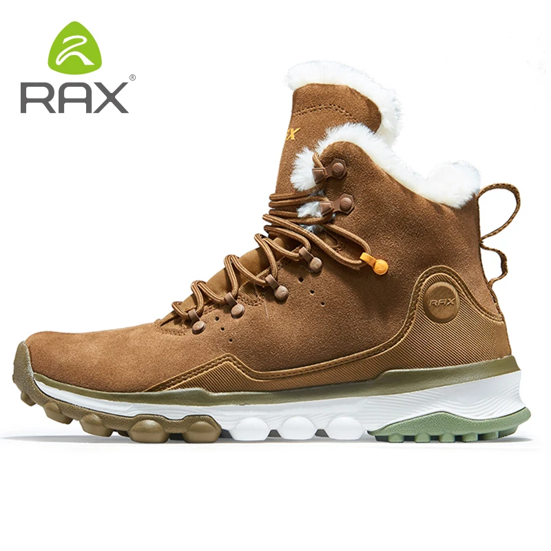 RAX Men's Hiking Shoes Latest Snowboot Anti-slip Boot Plush Lining  Mid-high Classic Style Hiking Boots for Professional Men