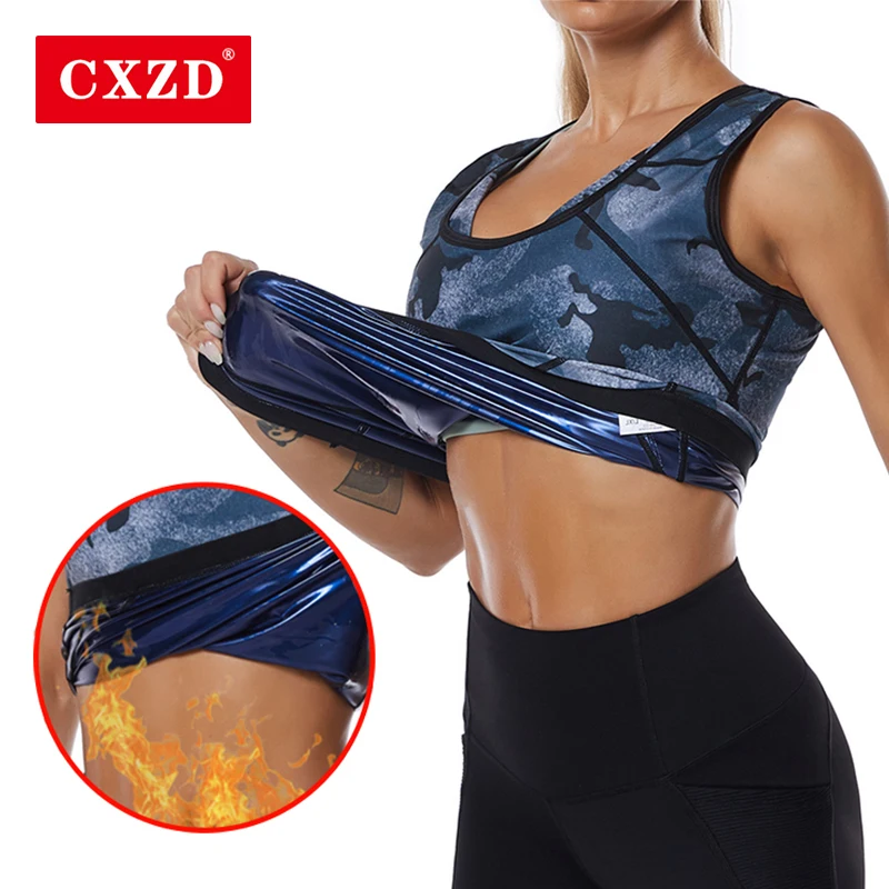 

CXZD Hot Sweat Sauna Effect Slimming Vest Seamless Camouflage ion coating Fitness Shapewear Pants Compression Tummy Workout