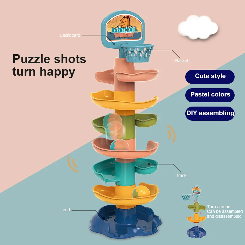 

Newest Rolling Ball Pile Tower Puzzle Babys Toys Rattles Spin Track Montessori Educational Newborn Toys For Kids Toys Ball Tower