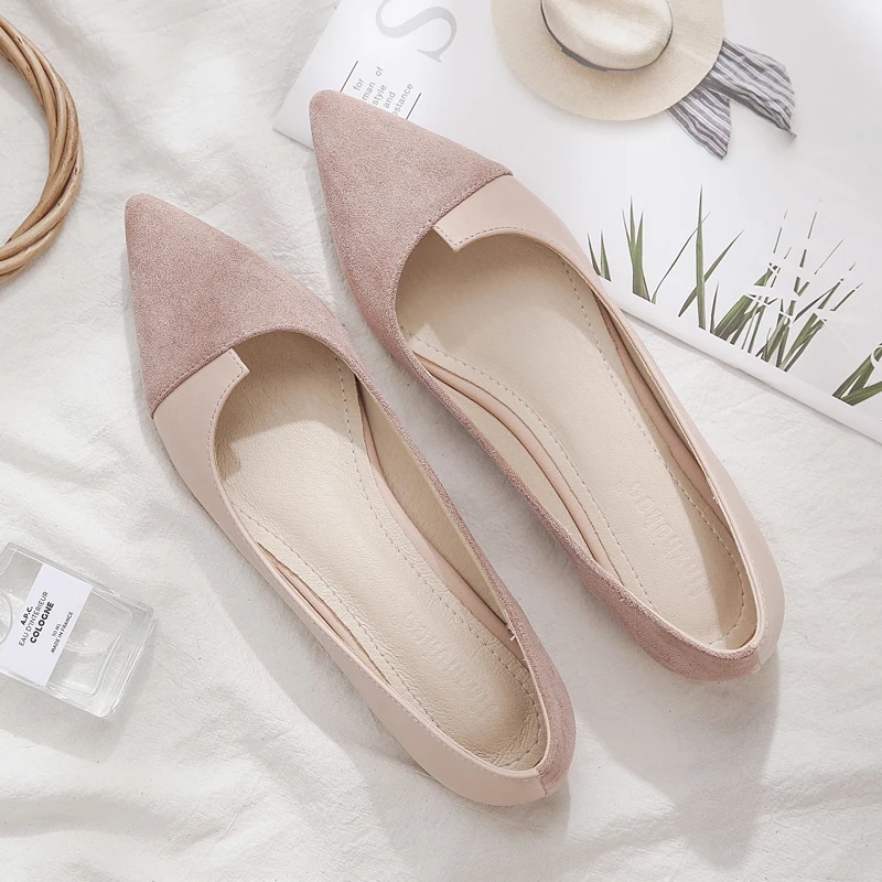 

2021 New Flat Shoes Women Sweet Flats Shallow Female Boat Shoes Slip on Ladies Loafers Spring Woman Flats Pink Platform Shoes