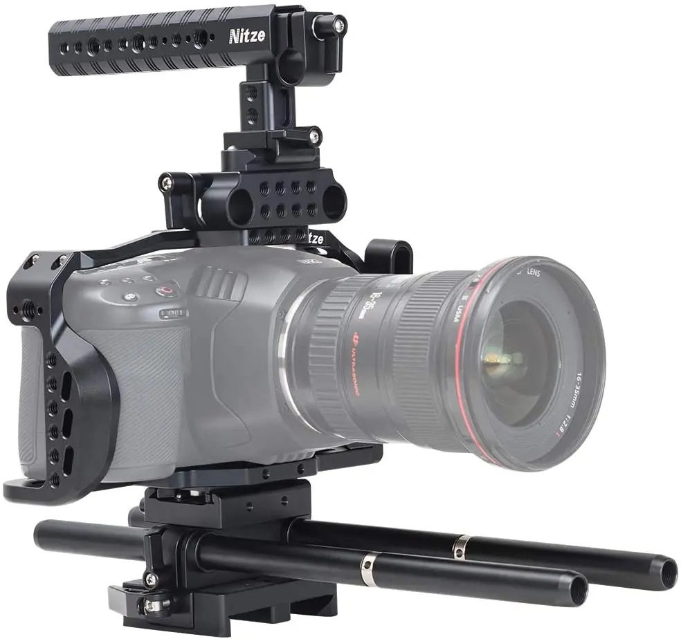 Комплект клетки Nitze BMPCC 4K/6K для камеры Blackmagic Pocket Cinema Camera с верхней ручкой кронштейн