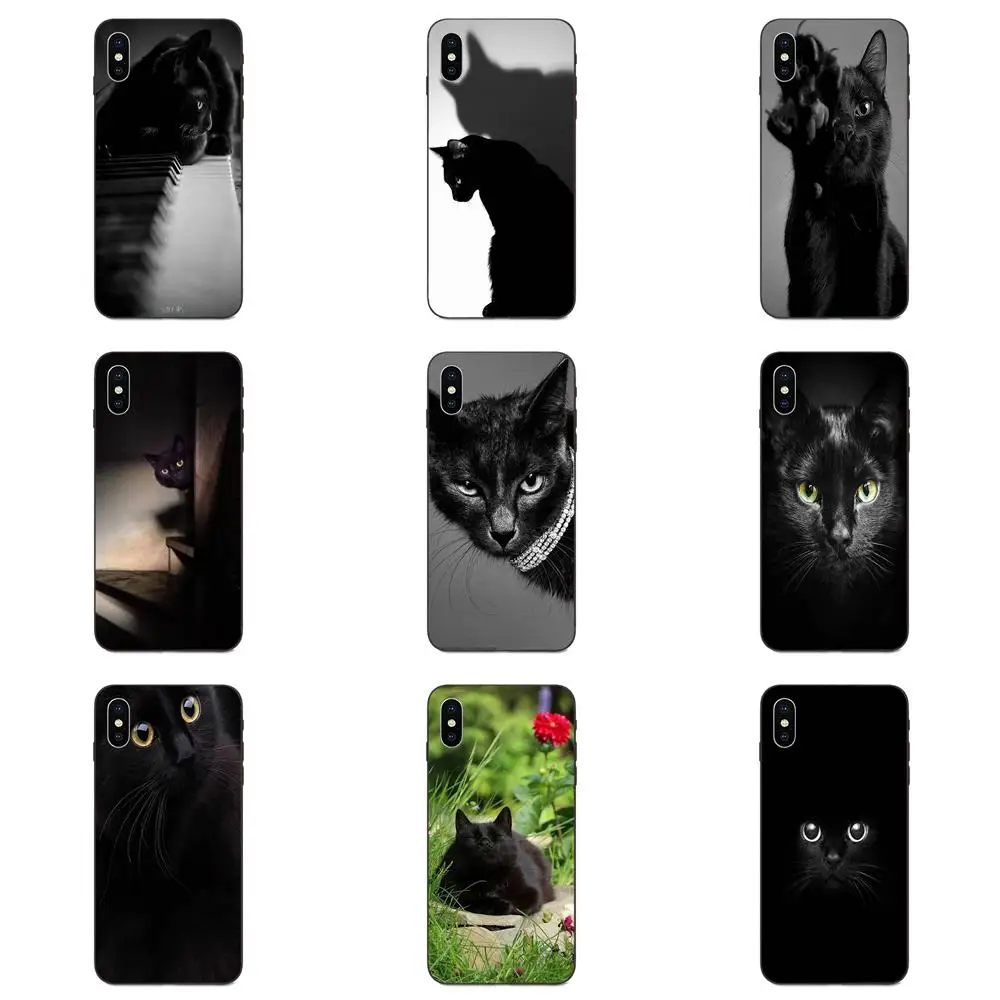 Мягкий ТПУ сотовый телефон с изображением черного кота для Galaxy A3 A5 A6 A6s A7 A8 A9 A10 A20E