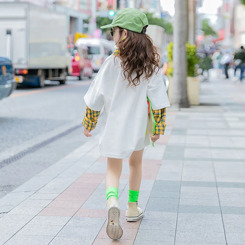 2021 г. Новый детский модный свитер весенне-осенняя клетчатая футболка с длинными