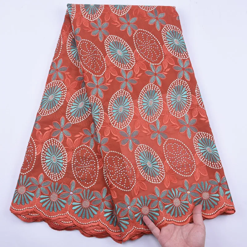 

SJD LACE Swiss Lace Embroidery African Lace Fabric Bright Diamonds French Lace Fabric Flower Nigerian Fabric For Woman A1926