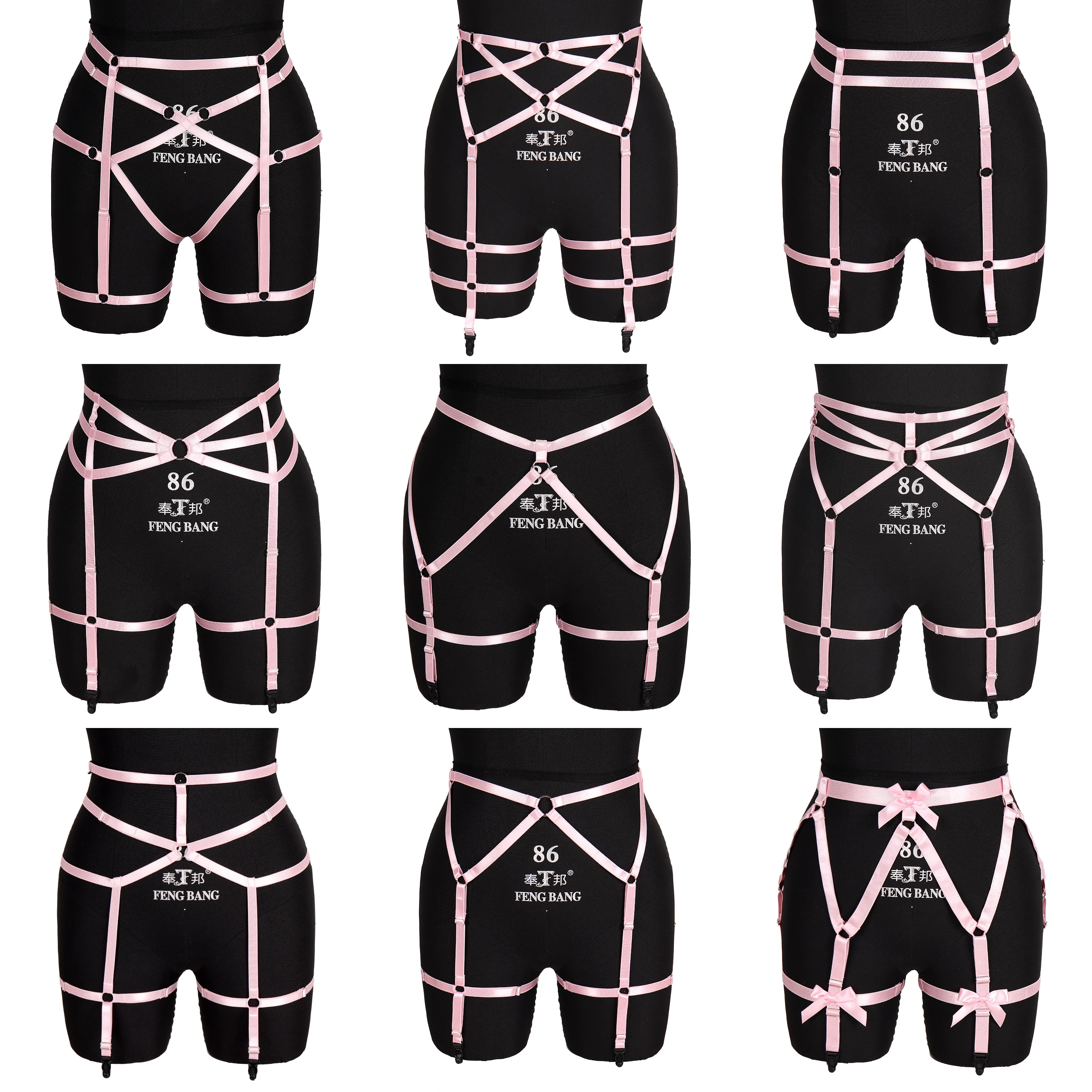 Розовый ремень для подвязки тела с классической пряжкой в стиле панк готика