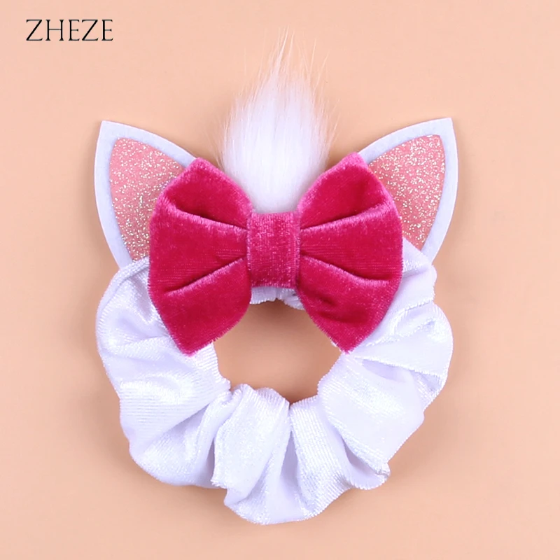 

2022 NEW Cat Ears Velvet Hair Scrunchies For Girls Women Cute 4"Bow Elastic Hairband DIY Hair Accessories Boutique Gift Mujer