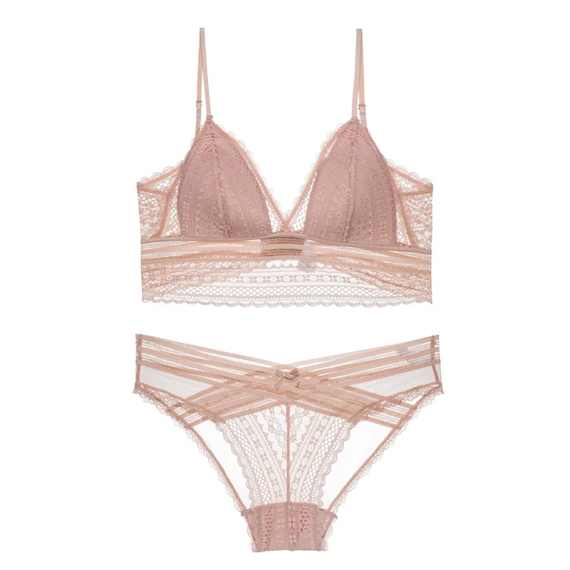 Комплект женского нижнего белья с французским кружевом бюстгальтер глубоким