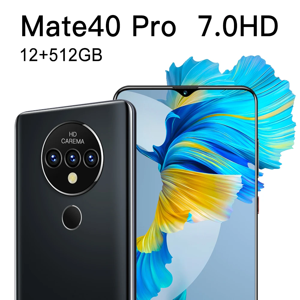 

2021 New Global Version Mate40 Pro Smartphone Cell Phone 7.0 Inch MTK6799 12GB+512GB 13M+24M 4800mAh Mobile Phone Android10