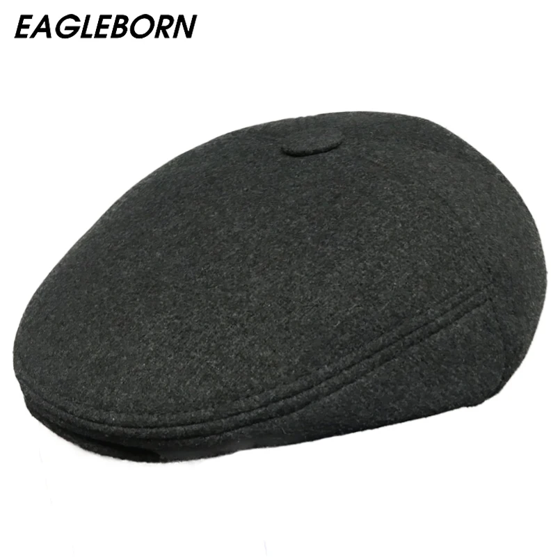 Мужской зимний однотонный черный берет шапка для папы модные шапки Классический
