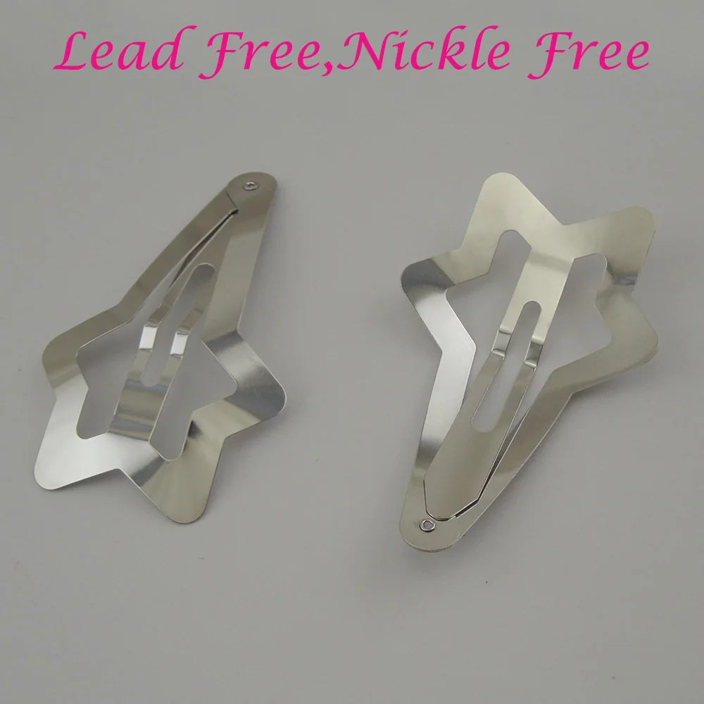 

20PCS 8.0cm Sliver Large star Head hair Clips for Womens girls snap clips hairpins big side hair barrettes for long hairs
