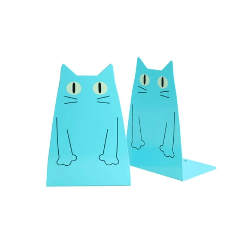 

1 Pair Cartoon Cat Metal Bookend Book Stand Support Desktop Office Magazine Organizer Non Slip Rack Shelf