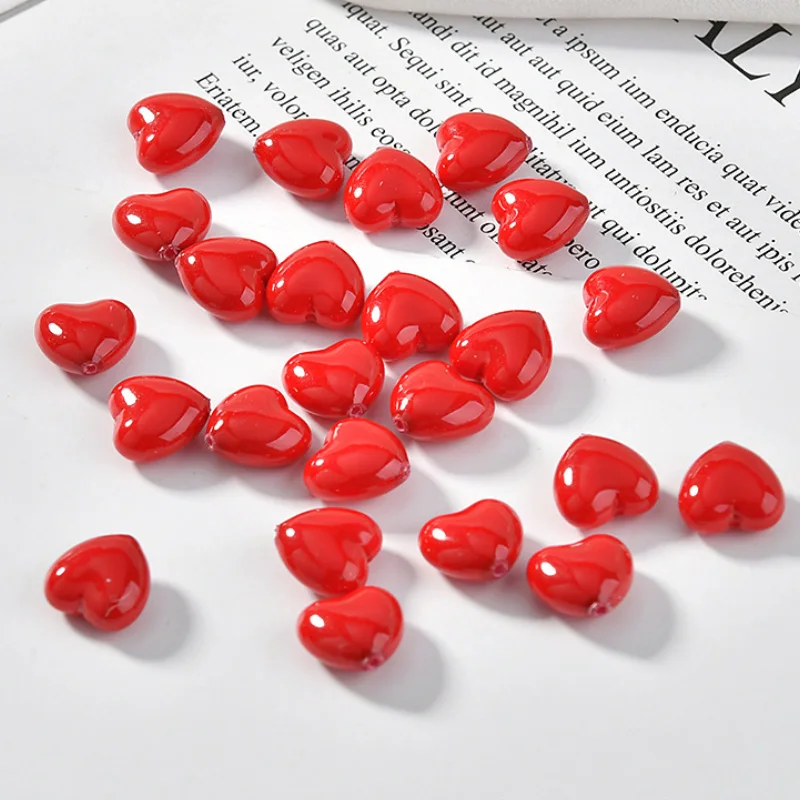

10PC DIY Resin Red Heart Pendants Fashion Necklace Bracelet Accessories Female Jewelry Material Small Heart Gifts