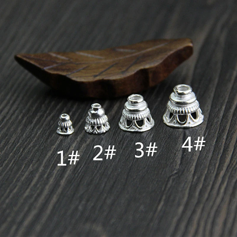 2pcs DIY Handmade 925 Sterling Silver Color Jewelry Accessories Flower Cap Pagoda Beading Used to Make Bracelets