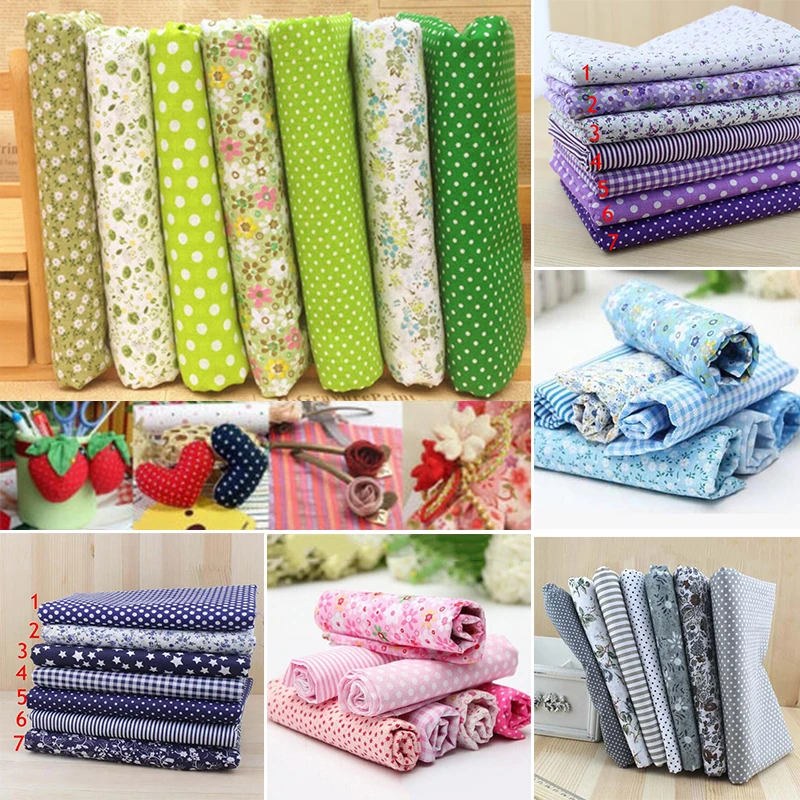 

7pcs/set Cotton Fabric Printed Cloth Sewing Quilting Fabrics for Patchwork Needlework Sewing DIY Handmade Crafts Material