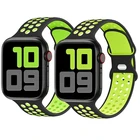 Ремешок спортивный для Apple Watch Band 6 SE 5 4 44 мм 40 мм, силиконовый Воздухопроницаемый браслет для iWatch Watch Series 54321 38 мм 42 мм