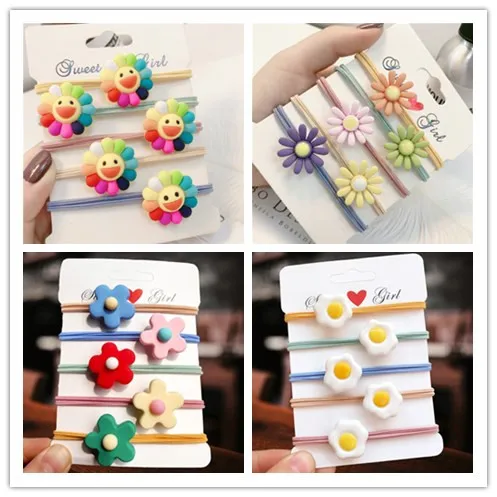 5 шт./компл. эластичная повязка для волос с красивыми маленькими цветами девочек