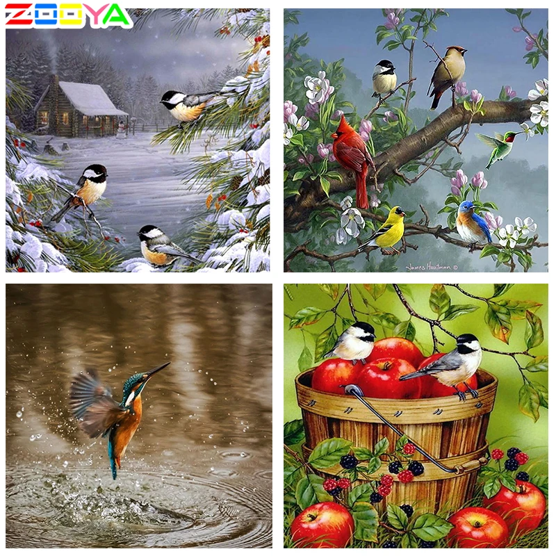 Алмазная вышивка ZOOYA DIY в виде птиц, снежный пейзаж, вышивка крестиком, стразы, мозаика, Декор, стразы R29979
