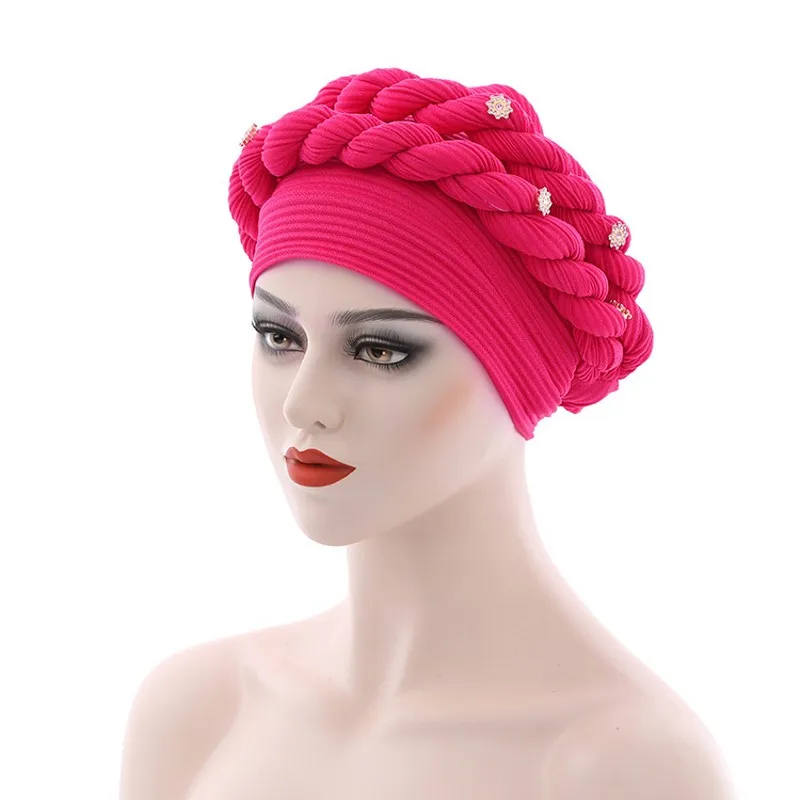 

Latest African Auto Geles Aso Oke Headtie Already Made Headties Shinning Sequins Turban Cap For Women Ready Female Head Wraps