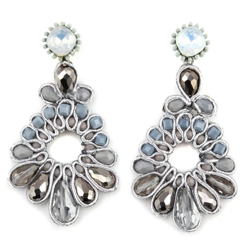 Ручной работы Каплевидная форма с украшением в виде кристаллов кулоном Длинные