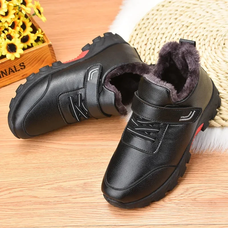 

2022 New Women's Snow Boots Plus Velvet Cotton Shoes Faux Leather Platform Sneakers Shoes Short Plush Warm Women's Spring Shoes