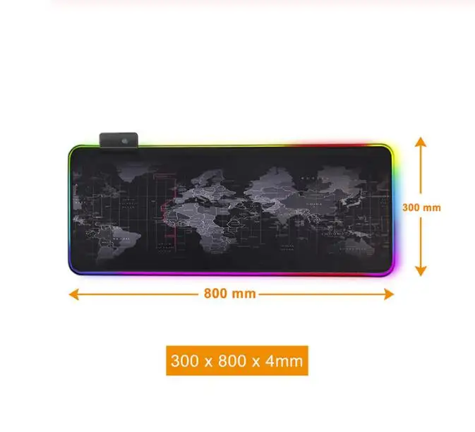 Светодиодный светильник ing игровой коврик для мыши RGB негабаритный светящийся USB СВЕТОДИОДНЫЙ светильник Расширенная подсветка клавиатура PU нескользящий коврик-одеяло светильник - Цвет: 800x300x4mm Size