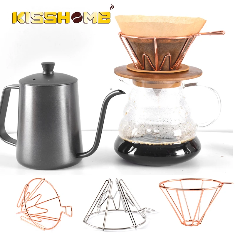 Металлические медные фильтры для кофе V60 1 4 чашки держатель фильтра цвет розовое