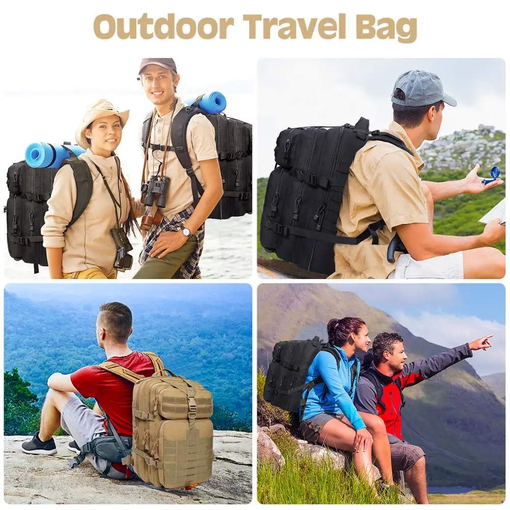 

40L Large Capacity Men Army Military Tactical Backpack Softback Outdoor Waterproof Bug Rucksack Hiking Camping Hunting Bags