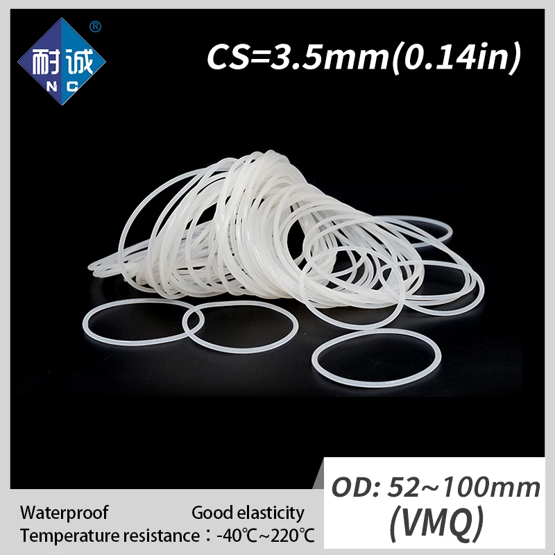 1 шт./лот силиконовая резина VMQ CS 3 5 мм OD52/55/60/65/70/75/80/85/90/95/100 уплотнительное кольцо