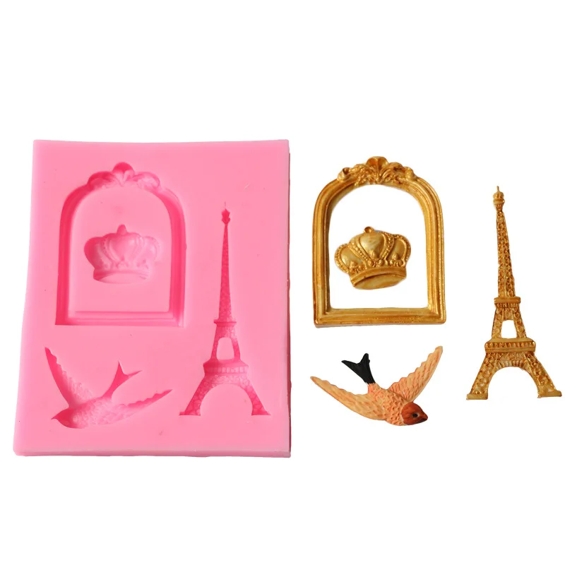 Сделай сам Эйфелева башня корона помадка силиконовая форма сахарное ремесло
