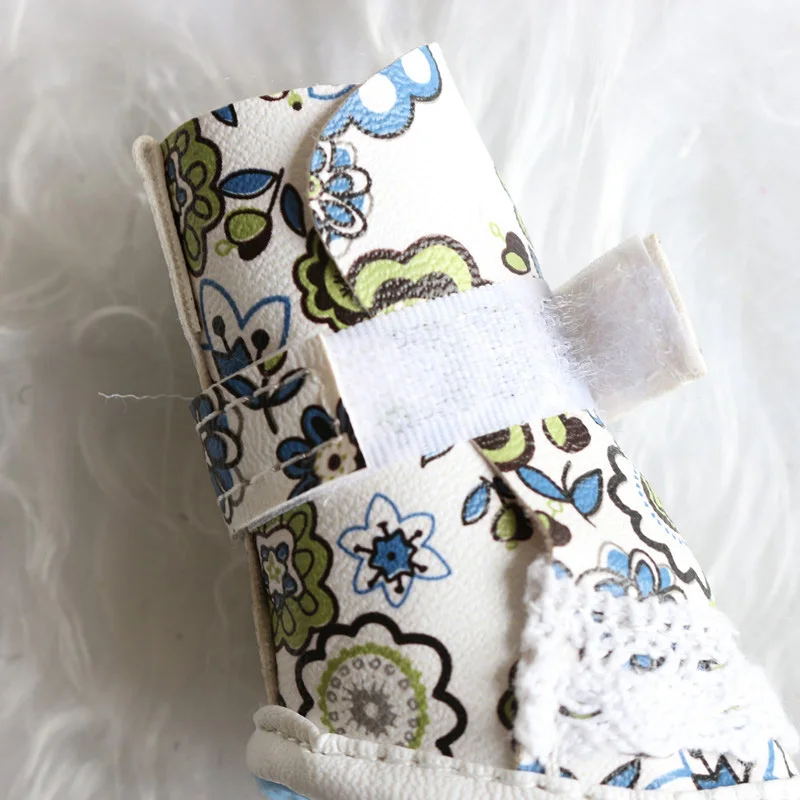 Новинка 4 шт./компл. ботинки из искусственной кожи для собак с цветочным принтом