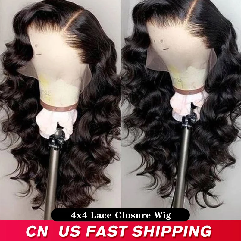 Loose Deep Wave Lace Front Human Hair Wigs 4x4 Closure Wig Peruvian Uneed | Шиньоны и парики