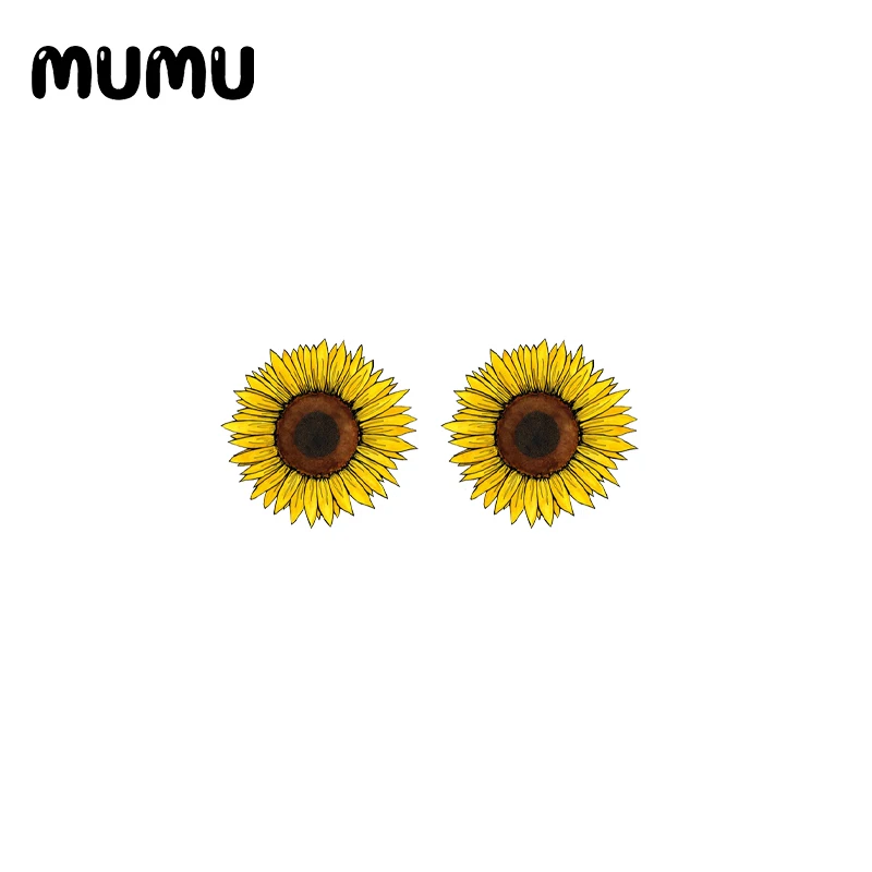 Серьги-гвоздики в виде желтого подсолнуха акриловые украшения ручной работы для